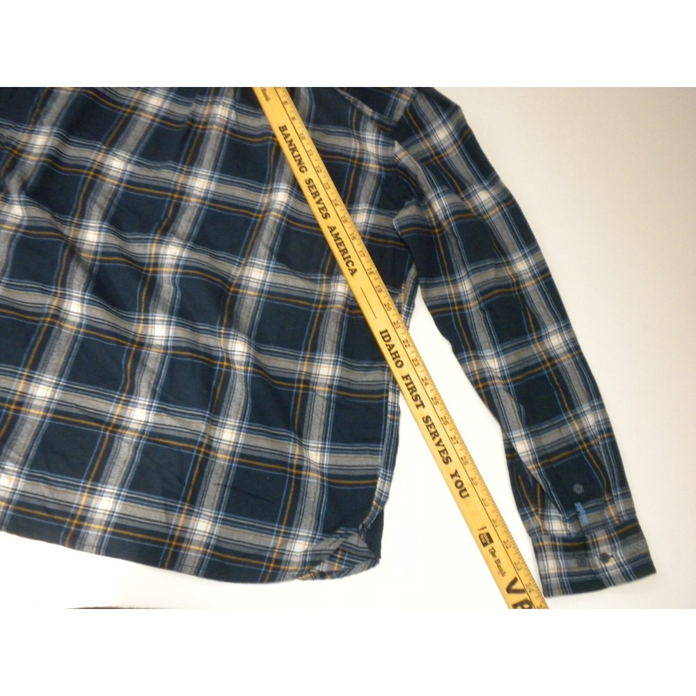 Prana Shirt Mens XXL Blue Los Feliz Flannel Slim Fit Plaid Button Up Mid Weight‎ - Picture 12 of 13